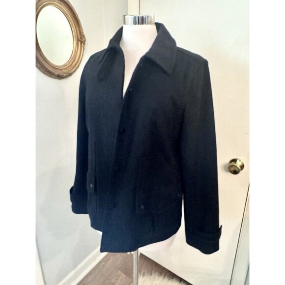 Woman’s Size M J. Crew Black Short Wool Blend Coat Jacket Pockets J Crew Preppy - Picture 3 of 14